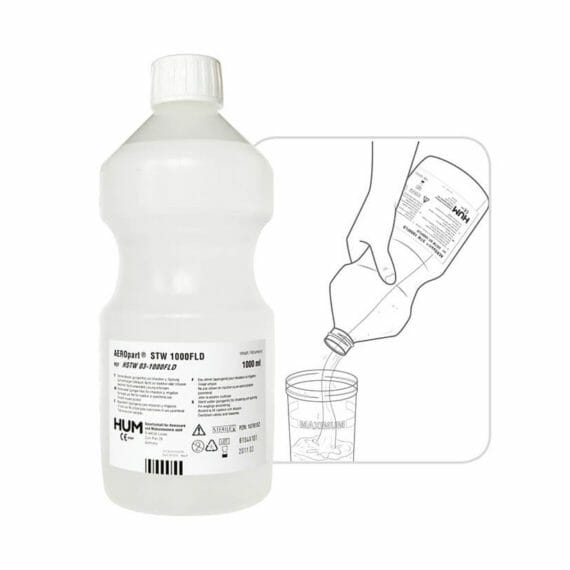HUM Sterilwasser für Sauerstoffgeräte CPAP Beatmung und Inhalation - 1000ml