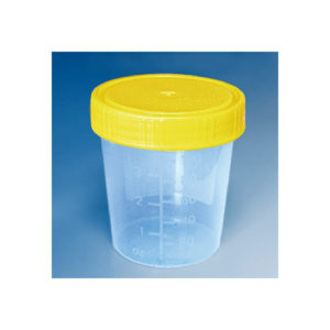 ratiomed Urinbecher mit gelbem Schraubdeckel - 100ml, 5 Stück