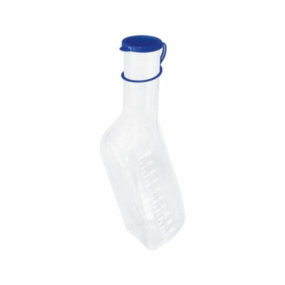 WMC Urinflasche für Männer inkl. langem Hals und Skala - Blauer Deckel