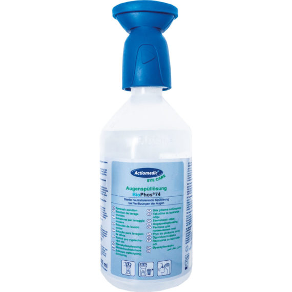Actiomedic Augenspülflasche mit phosphatgepufferter Spüllösung BioPhos74 4,9% 500 ml